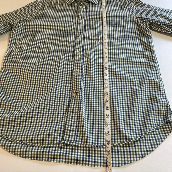 Tom James Men's Button Up Shirt Blue/Green Checkered Pattern Size Medium - Picture 10 of 11